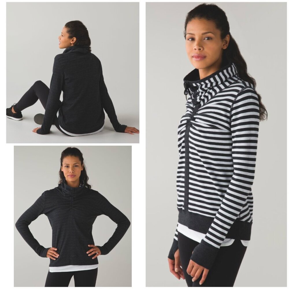 Lululemon Reversible In A Cinch Heathered Black / Super Wide Load Stripe Top 4​